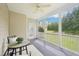 Cozy screened porch with a ceiling fan, table, and chairs at 617 Sealine Dr, Cary, NC 27519