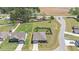 Aerial view of the property showcasing the layout, landscaping, and surrounding neighborhood at 8 Pal Ct, Benson, NC 27504