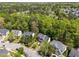 Aerial view of a neighborhood featuring single-Gathering homes and lush green trees in a peaceful setting at 8212 Duck Creek Dr, Raleigh, NC 27616