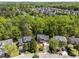 Aerial view of a neighborhood showcasing the property, surrounding trees, and community at 8212 Duck Creek Dr, Raleigh, NC 27616