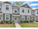 Inviting gray and white townhome with a well-kept lawn and sidewalk leading to the front door at 918 E Green St # F105, Franklinton, NC 27525