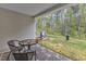 Covered patio with seating area and view of the trees at 918 E Green St # F105, Franklinton, NC 27525