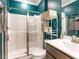 Bathroom featuring shower and tub, modern sink, and chrome fixtures at 937 Matterhorn Dr, Fuquay Varina, NC 27526