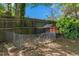 Chicken coop in shady fenced backyard at 104 E Wilson St, Mebane, NC 27302
