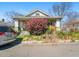 Charming home featuring a covered porch adorned with a beautiful pink shrub in the front yard at 1207 Wall St, Durham, NC 27701