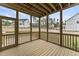 A wooden screened porch with access to a deck, ideal for outdoor relaxation and entertaining at 134 Ivy Ridge Rd, Chapel Hill, NC 27516