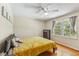 Bright bedroom with large windows, a ceiling fan, and hardwood floors at 1624 Cone Ave, Apex, NC 27502