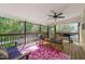 Screened porch with rocking chairs and ceiling fan; perfect for outdoor living at 226 Marquis Dr, Cameron, NC 28326