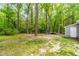 Expansive, verdant backyard featuring mature trees, providing shade and enhancing the property's appeal at 329 Cartwright Cir, Wendell, NC 27591
