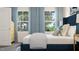 Bright bedroom featuring soft blue curtains and comfortable white bedding at 336 Carolina Springs Blvd, Apex, NC 27539