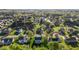 Aerial view of a neighborhood with lush greenery, landscaping, and mature trees at 3809 Long Meadow Dr, Mebane, NC 27302