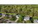 Aerial view of home showcasing lush greenery, landscaping, and mature trees at 3809 Long Meadow Dr, Mebane, NC 27302