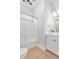 Bathroom with a white vanity, shower and tile flooring at 4 Calwell Creek Dr, Chapel Hill, NC 27517