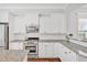 Close up of a kitchen with stainless steel appliances and granite countertops at 4 Calwell Creek Dr, Chapel Hill, NC 27517