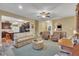 Open-concept living area showcases a comfortable layout, with views of the kitchen and entryway at 412 Airedale Trl, Garner, NC 27529