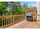 Spacious wooden deck with a built-in grill, perfect for outdoor cooking and entertaining at 705 Samuel Cary Dr, Cary, NC 27511