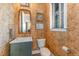 Stylish half bathroom with unique wallpaper and modern vanity at 8208 Bella Oak Ct, Wake Forest, NC 27587