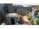 Bird's eye view of a backyard featuring a wooden deck, storage shed, and well-kept landscaping at 918 Albany Ct, Raleigh, NC 27615
