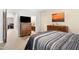 Comfortable bedroom showcasing modern furnishings and a glimpse into an adjacent bathroom at 918 Albany Ct, Raleigh, NC 27615