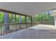 Spacious covered back porch with wood railing overlooks private and wooded yard at 924 Lynn Rd, Durham, NC 27703