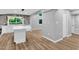 Open floor plan kitchen features stainless appliances and a large center island at 924 Lynn Rd, Durham, NC 27703