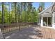 Large, stained wooden deck overlooking a lush backyard with mature trees at 103 Ticonderoga Rd, Cary, NC 27519
