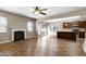Open-concept living space connecting the kitchen, living area, and dining area at 138 Horizon Trl, Garner, NC 27529