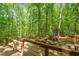 Wood deck with built-in benches offers stunning views of the surrounding woods at 158 Poplar St # A, Chapel Hill, NC 27516