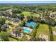 Aerial view of community amenities including a pool, tennis courts, and playground at 262 Windgate Dr, Clayton, NC 27527