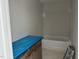Bathroom features wood vanity with a white countertop and shower at 3022 White Rail Dr, Fuquay Varina, NC 27526
