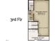 Third floor layout showing recreation room/bedroom, bathroom, walk-in closet, and unfinished storage space at 3022 White Rail Dr, Fuquay Varina, NC 27526
