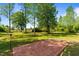 Expansive backyard with a brick patio, perfect for outdoor entertaining and relaxation at 308 Thorndale Dr, Dunn, NC 28334