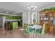 Dining area with a wooden table, chairs, china cabinet, and an adjacent, bright green kitchen at 308 Thorndale Dr, Dunn, NC 28334