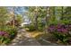 Long driveway leading to a well-maintained house surrounded by mature trees and lush landscaping at 373 & 375 Sagamore Dr, Louisburg, NC 27549