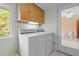 Laundry room with a washer, dryer, storage cabinets, and plenty of sunlight at 373 & 375 Sagamore Dr, Louisburg, NC 27549
