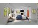 Bright bedroom with large windows, ceiling fan, fireplace, and ensuite bathroom at 373 & 375 Sagamore Dr, Louisburg, NC 27549
