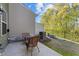 Backyard with patio featuring outdoor furniture and lush greenery and partial fence at 6230 Pesta Ct, Raleigh, NC 27612