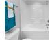 Modern bathroom with combination tub and shower at 6230 Pesta Ct, Raleigh, NC 27612