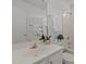Bathroom with modern fixtures, tub, shower and a large mirror over the sink at 707 Southshore Pkwy, Durham, NC 27703