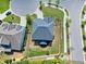 Aerial view of a house showcasing its well-manicured lawn, landscaping, and overall property layout in a neighborhood at 7510 Latteri Ct, Raleigh, NC 27613