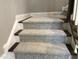 Close-up of carpeted stairs with dark wood trim, enhancing the home's interior with cozy detail at 7510 Latteri Ct, Raleigh, NC 27613