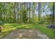 Spacious backyard with lush lawn, mature trees, and a patio, creating a serene outdoor environment at 8 Bluebell Ct, Durham, NC 27713