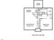 Detailed floor plan showcasing layout of kitchen, dining area, living room, bedroom and patio with dimensions in 938 sqft home at 8 Bluebell Ct, Durham, NC 27713