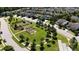 Green space, gardens, pergola, and neighborhood streets from above at 91 Cliffdale Rd, Chapel Hill, NC 27516