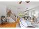 Open living area boasts hardwood floors, and flows into the kitchen and dining area at 1029 Frank Page Dr, Cary, NC 27519