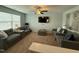 Living room featuring stylish sofas, fan, a TV and plenty of seating options at 116 Polenta Fields Dr, Smithfield, NC 27577