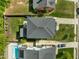 A home with a backyard oasis featuring a pool, lush landscaping, and a well-maintained lawn, captured from above at 1312 Lancaster St, Durham, NC 27701