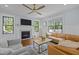 Cozy living room with fireplace, comfortable seating, and natural light at 1312 Lancaster St, Durham, NC 27701