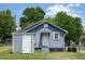 Charming shed with light blue siding that offers convenient storage and functionality at 1542 Albright Ave, Burlington, NC 27215