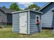 This practical storage shed features clean lines, and a window box, enhancing backyard organization at 1542 Albright Ave, Burlington, NC 27215